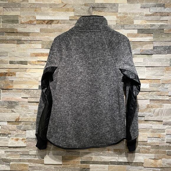 Abercrombie & Fitch Sherpa Pullover | Faux Leather Quilted Snap Fleece Top NWOT - Picture 6 of 9